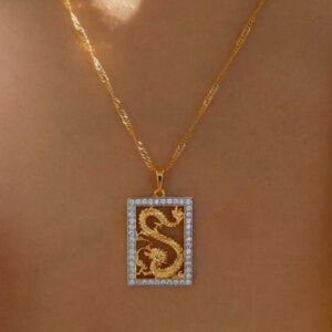 Dragon square necklace